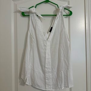 White Linen J Crew Sleeveless Blouse